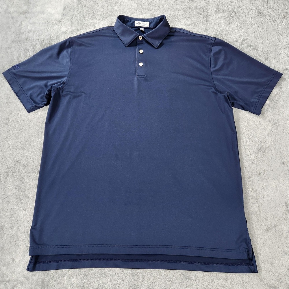 Peter Millar Polo Shirt Mens Large Blue Summer Comfort Golf‎ Stretch Performance